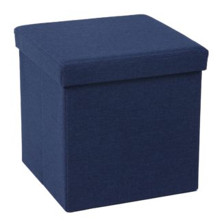 An Image of Foldable Navy Cube Ottoman Navy