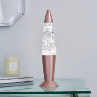 An Image of Rose Gold Glitter Lamp Pink
