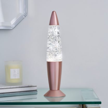 An Image of Rose Gold Glitter Lamp Pink