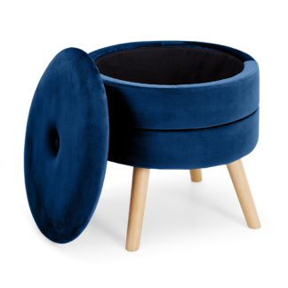 An Image of Gisela Footstool Midnight Blue Midnight (Blue)