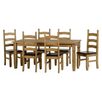 An Image of Corona Pine Brown 6 Seater Dining Set Brown
