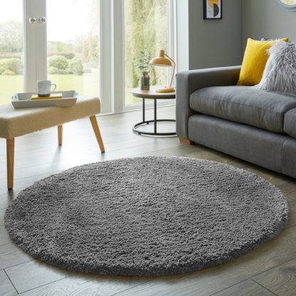 An Image of Cosy Teddy Round Rug Yellow