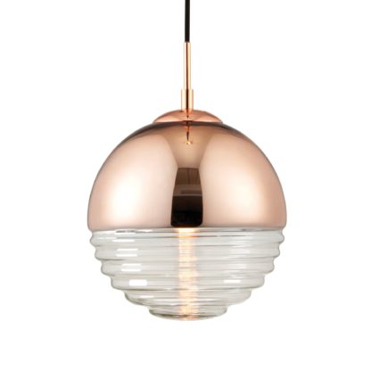 An Image of Endon Paloma Ribbed Glass Ceiling Fitting Brown, Pink and Clear