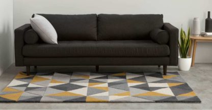 An Image of Henrik Hand Tufted Wool Rug, Small 120 x 180cm, Mustard and Grey