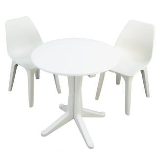 An Image of Levante 2 Seater White Bistro Set with Eolo Chairs White