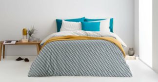 An Image of Prism Cotton Duvet Cover + 2 Pillowcases, King, Teal Grey UK
