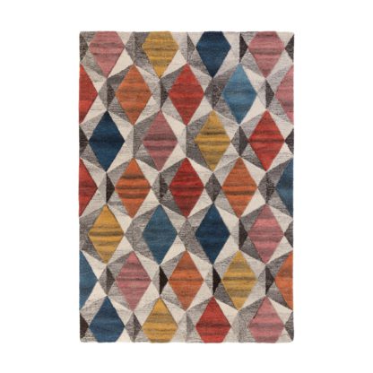 An Image of Yara Geometric Rug Beige, Red and Blue