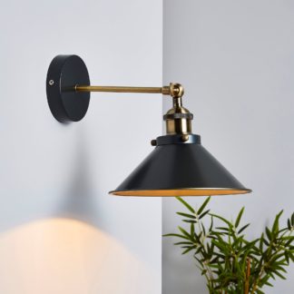 An Image of Logan Industrial Grey Wall Light Black