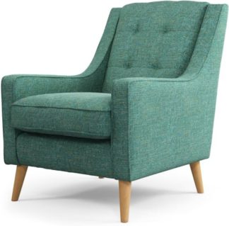 An Image of Content by Terence Conran Tobias, Armchair, Textured Weave Teal, Light Wood Leg
