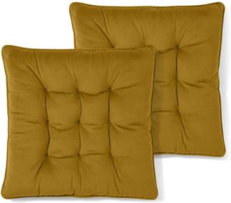 An Image of Julius Set of 2 Velvet Seat Pads, 40x40cm, Antique Gold