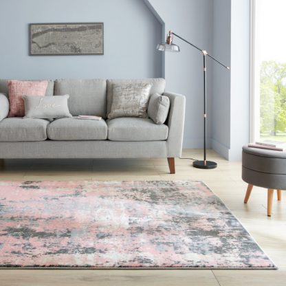 An Image of Fusion Abstract Blush Rug Blush, Grey and Black