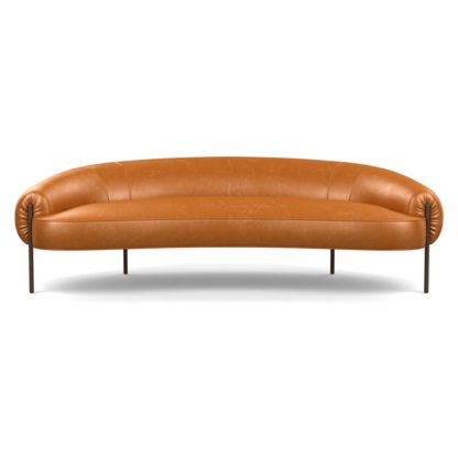 An Image of Heal's Isola 3 Seater Sofa Leather Stonewash Toffee 277 Bronze Feet