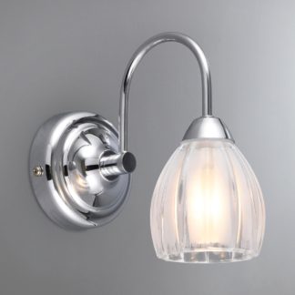 An Image of Julius Ribbed Glass Bathroom Wall Light Silver