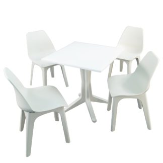 An Image of Ponente 4 Seater White Dining Set with Eolo Chairs White