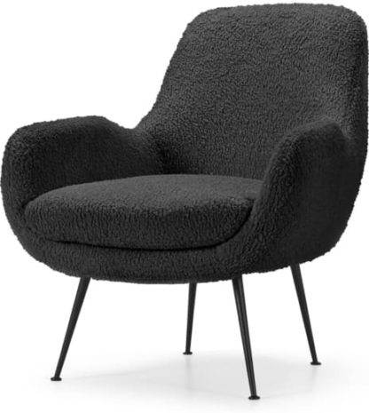 An Image of Moby Accent Armchair, Grey Faux Sheepskin