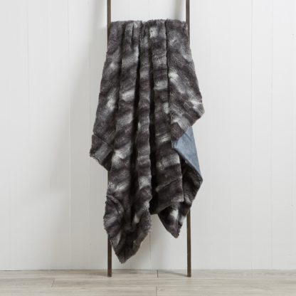 An Image of Plush Faux Fur 130cm x 180cm Throw Grey