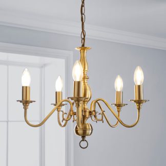 An Image of Augusta 5 Light Antique Brass Candelabra Ceiling Fitting Antique Brass