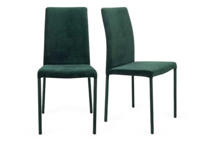 An Image of Heal's Bronte Pair of Dining Chairs Plush Velvet Platinum