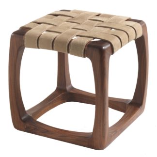 An Image of Riva 1920 Bungalow Stool Walnut & Utah Kanyon Leather