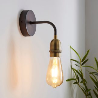 An Image of Marsden Antique Brass Industrial Wall Light Brass Nickel