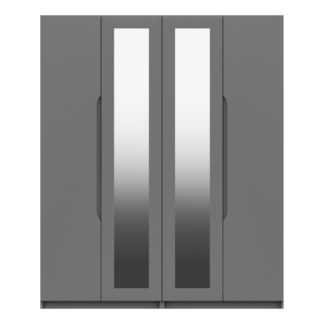 An Image of Legato 4 Door Mirrored Wardrobe Dark Grey