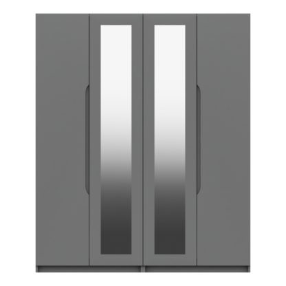 An Image of Legato 4 Door Mirrored Wardrobe Dark Grey