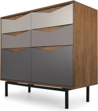 An Image of Louis Wide Chest Of Drawers, Walnut & Warm Neutrals