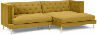 An Image of Goswell Right Hand Facing Chaise End Corner Sofa, Vintage Gold velvet