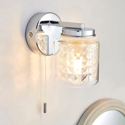 An Image of Hylton Glass Bathroom Wall Light Chrome