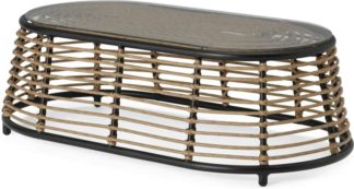 An Image of Swara Garden Coffee Table, Natural Polyrattan and Glass