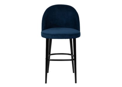 An Image of Heal's Austen Bar Stool Plush Velvet Burgundy Black Leg