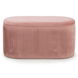 An Image of Eloise Velvet Pleated Ottoman Pink