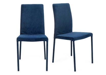 An Image of Heal's Bronte Pair of Dining Chairs Plush Velvet Platinum