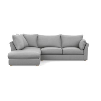 An Image of Heal's Tailor Left Hand Facing Corner Sofa Cotton Pewter Natural Feet