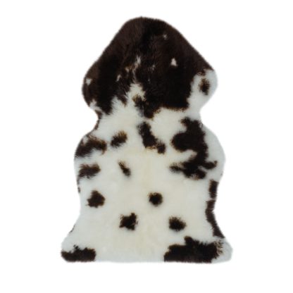 An Image of Single Pelt Patterned Sheepskin Rug Brown, White and Black