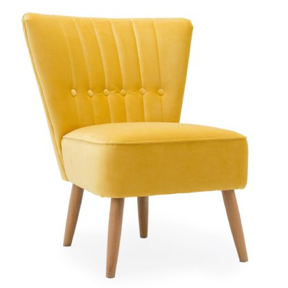 An Image of Isla Velvet Cocktail Chair - Citrus Yellow