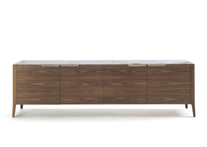 An Image of Porada Atlante 4 Sideboard Walnut & Calacatta Oro Marble