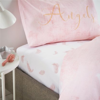An Image of Catherine Lansfield Angel Blush Fitted Sheet Blush (Pink)