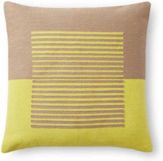 An Image of Botta Woven Block Stripe Cushion 45 x 45cm, Chartreuse Yellow & Dusty Nude