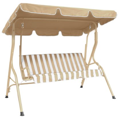 An Image of Striped 2 Seater Beige Swing Bench Natural