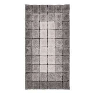 An Image of Velvet 3D Cube Rug Grey