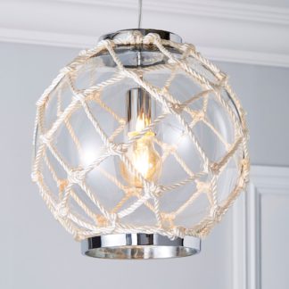 An Image of Leah 1 Light Pendant Rope Glass Ceiling Fitting Clear