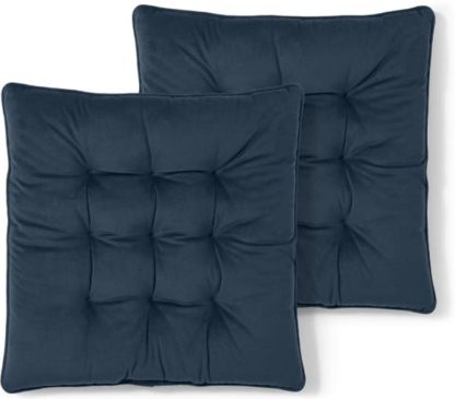 An Image of Julius Set of 2 Velvet Seat Pads, 40x40cm, Ink Blue