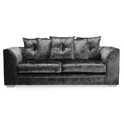 An Image of Blake Crushed Velvet 3 Seater Sofa Black