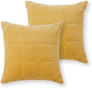 An Image of Keeble Set of 2 Velvet Cushions, 45 x 45cm, Honey