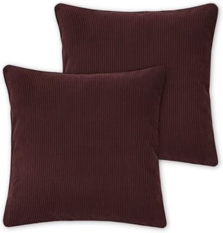 An Image of Selky Set of 2 Reversible Corduroy Cushions, 50 x 50cm, Rose Pink & Burgundy