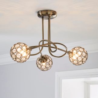 An Image of Sphere 3 Light Glass Ceiling Fitting Antique Brass