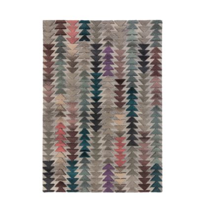 An Image of Archer Geometric Rug Green, Purple and Pink