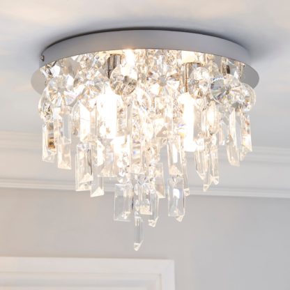 An Image of Bel Air 3 Light Glass Bathroom Flush Ceiling Fitting Clear