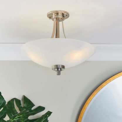 An Image of Endon Welles 3 Light Semi Flush Ceiling Fitting White